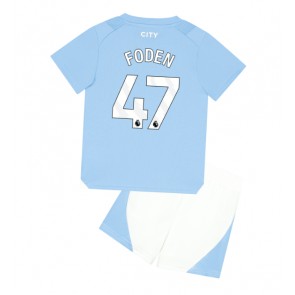 Manchester City Phil Foden #47 Hjemmebanesæt Børn 2023-24 Kort ærmer (+ korte bukser)